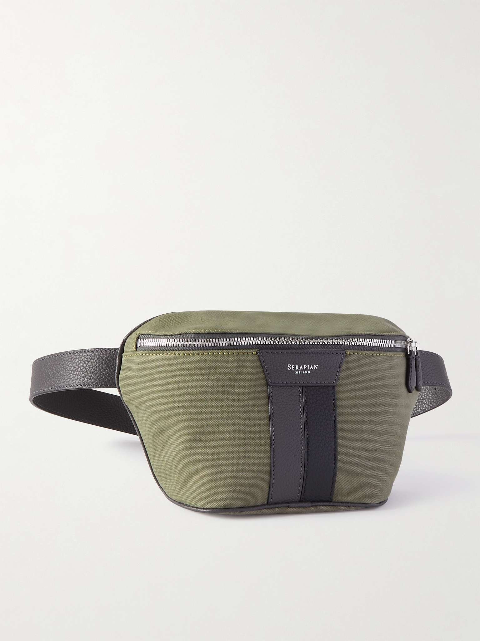 Leather-Trimmed Canvas Belt Bag - 1