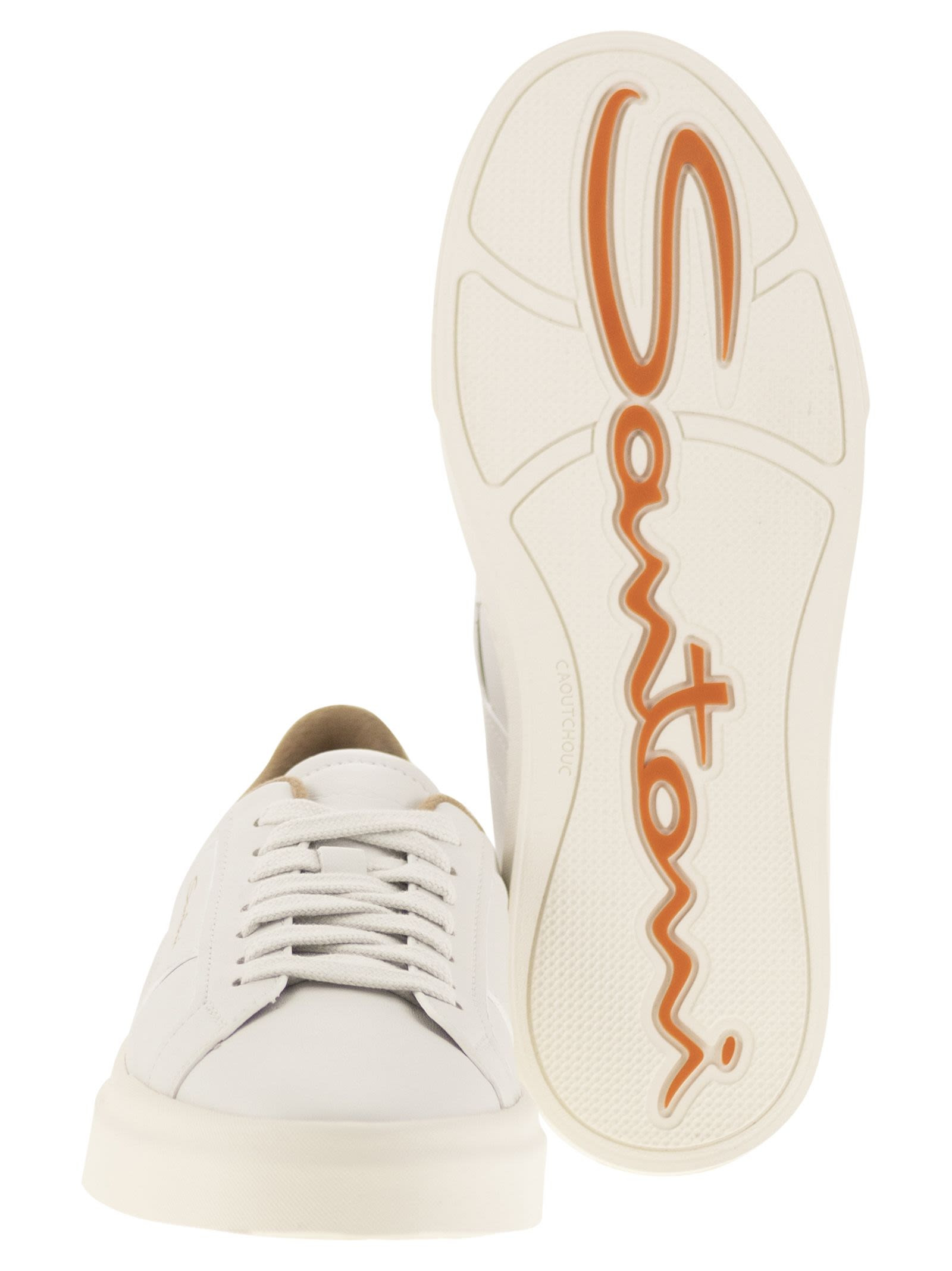 Santoni Men Tumbled Leather Double Buckle Trainer - 5