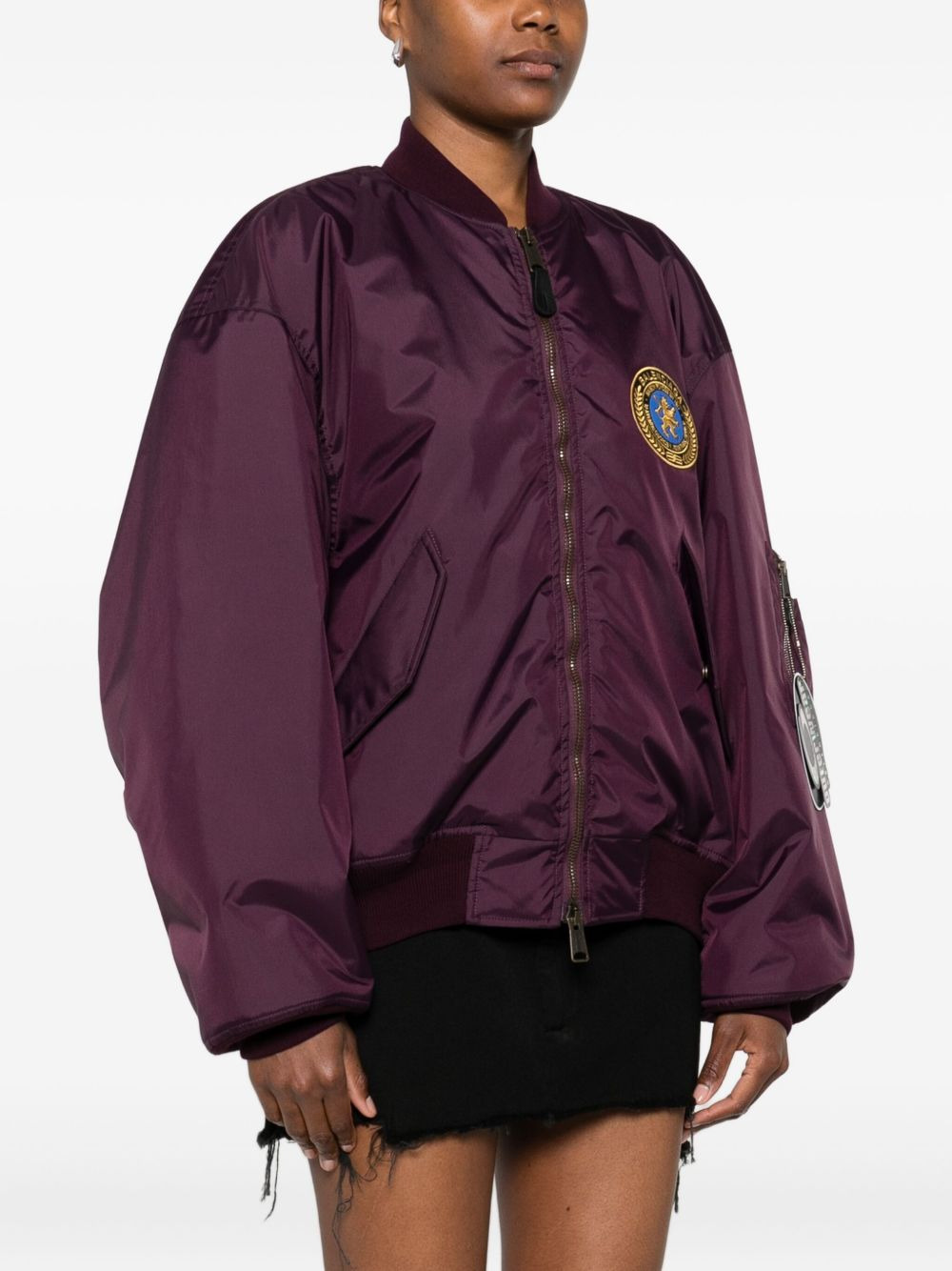 logo-patch bomber jacket - 3