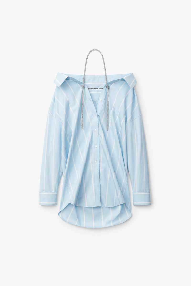 CRYSTAL BUTTON UP SHIRT IN COTTON POPLIN 1