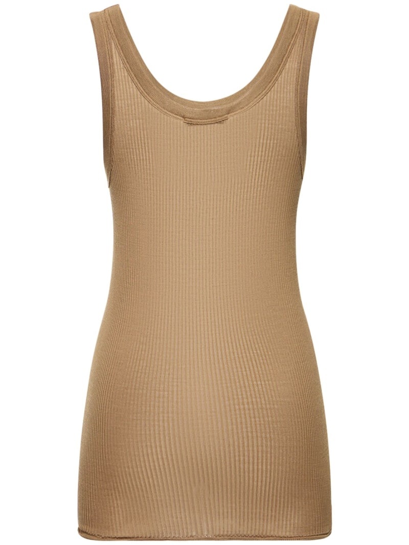 Seamless ribbed silk tank top - 6