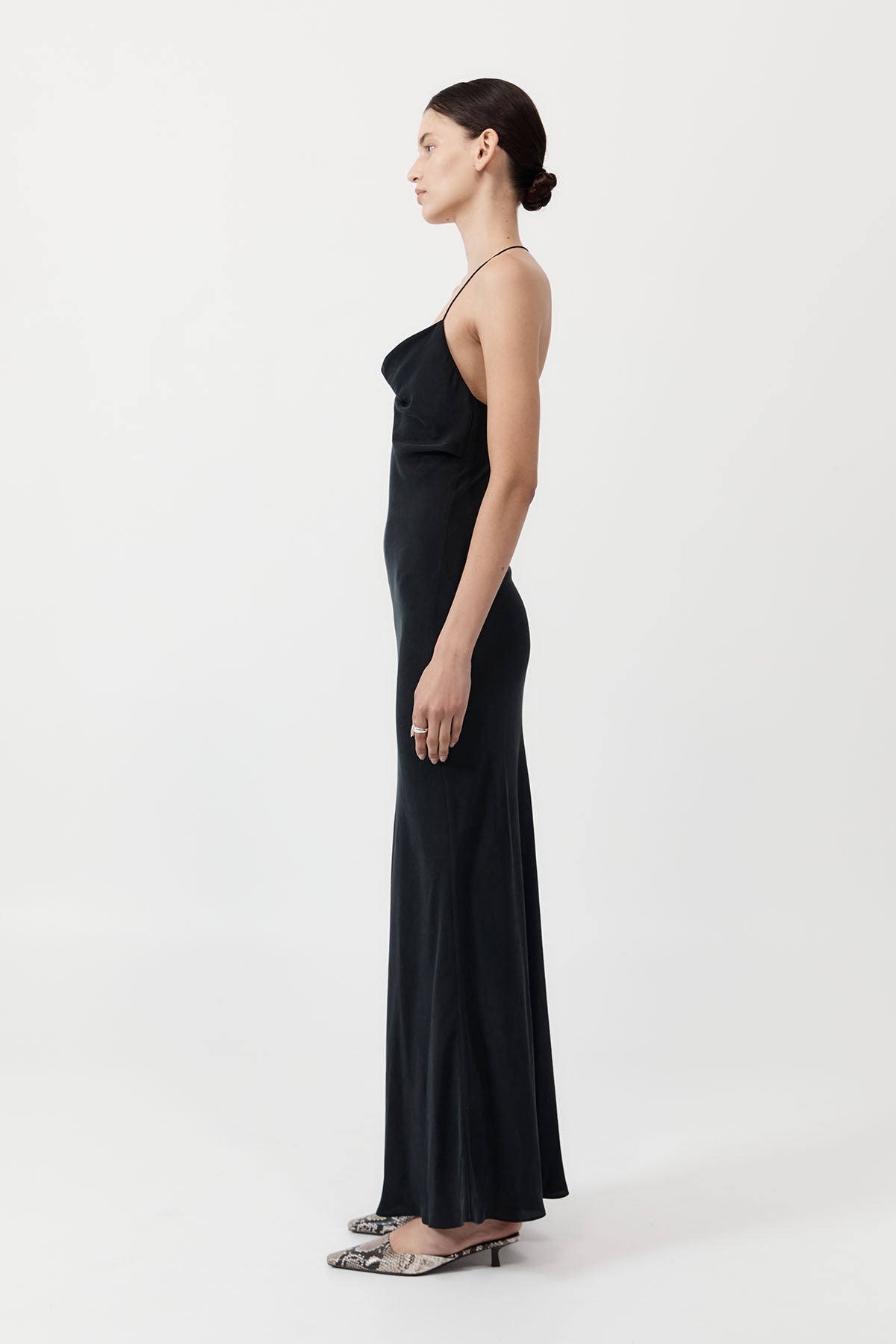 Asymm Drape Maxi Dress - Washed Black - 5