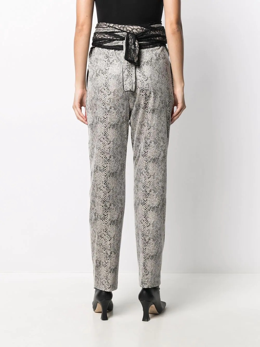 high-waisted python-effect trousers - 4