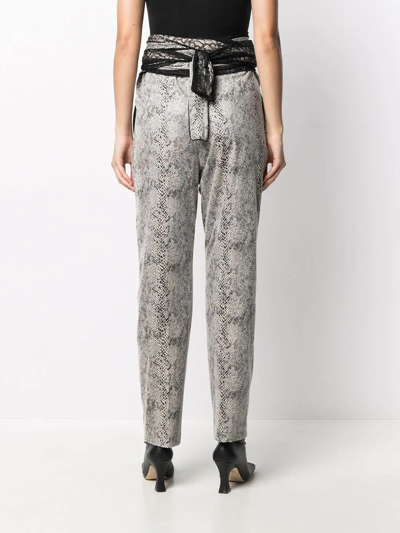 high-waisted python-effect trousers 4
