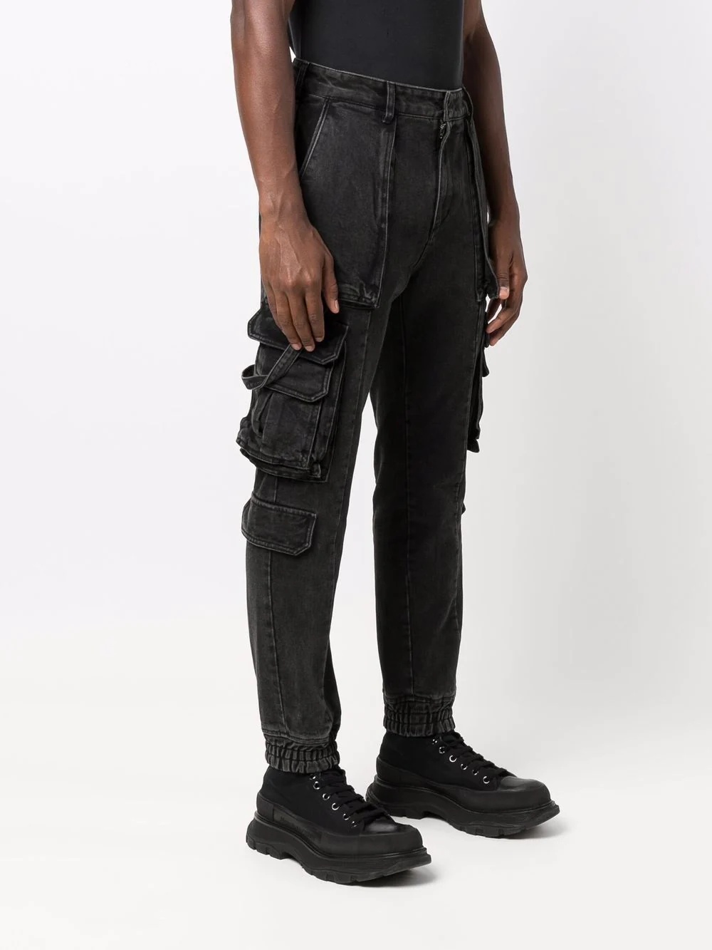 slim-cut cargo trousers - 3