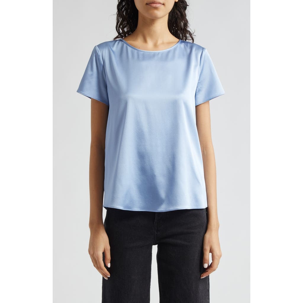 Emporio Armani Silk Satin T-Shirt in Solid Light/Pastel Blue at Nordstrom - 1