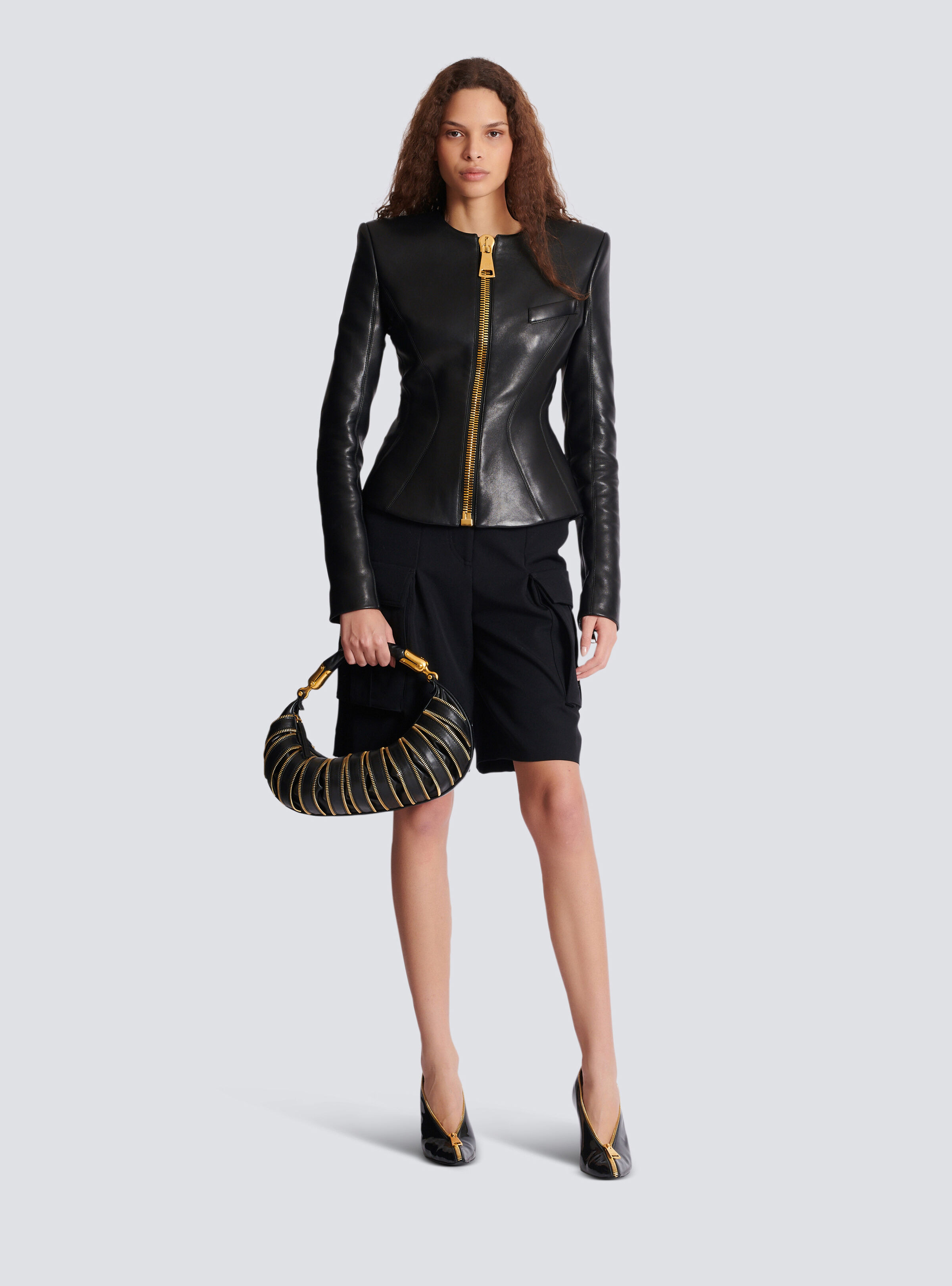 Cropped peplum lambskin jacket - 2