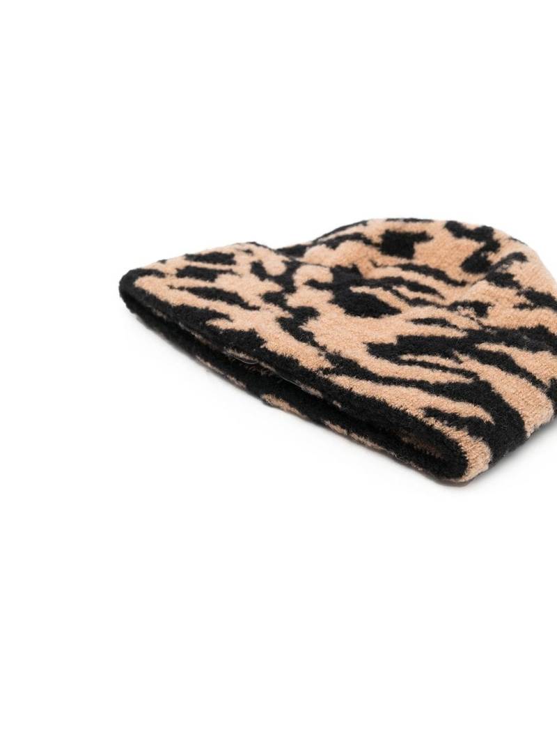 Nanushka animal print beanie hat outlook