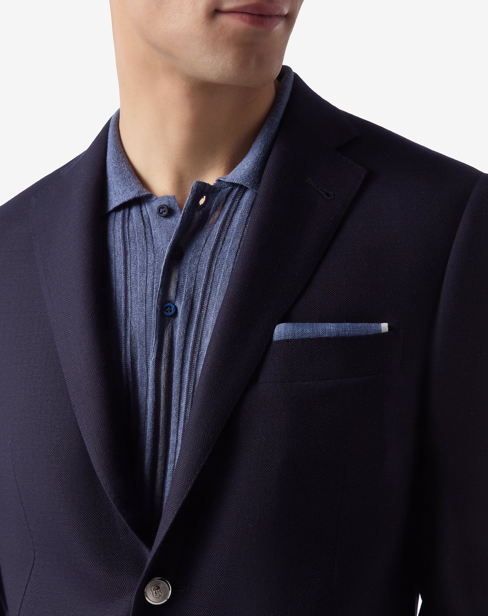 Navy blue 150's wool hopsack jacket - 3