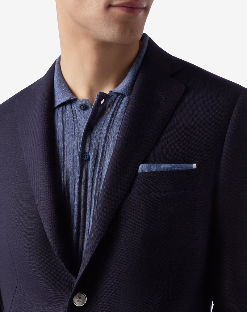 Navy blue 150's wool hopsack jacket 3