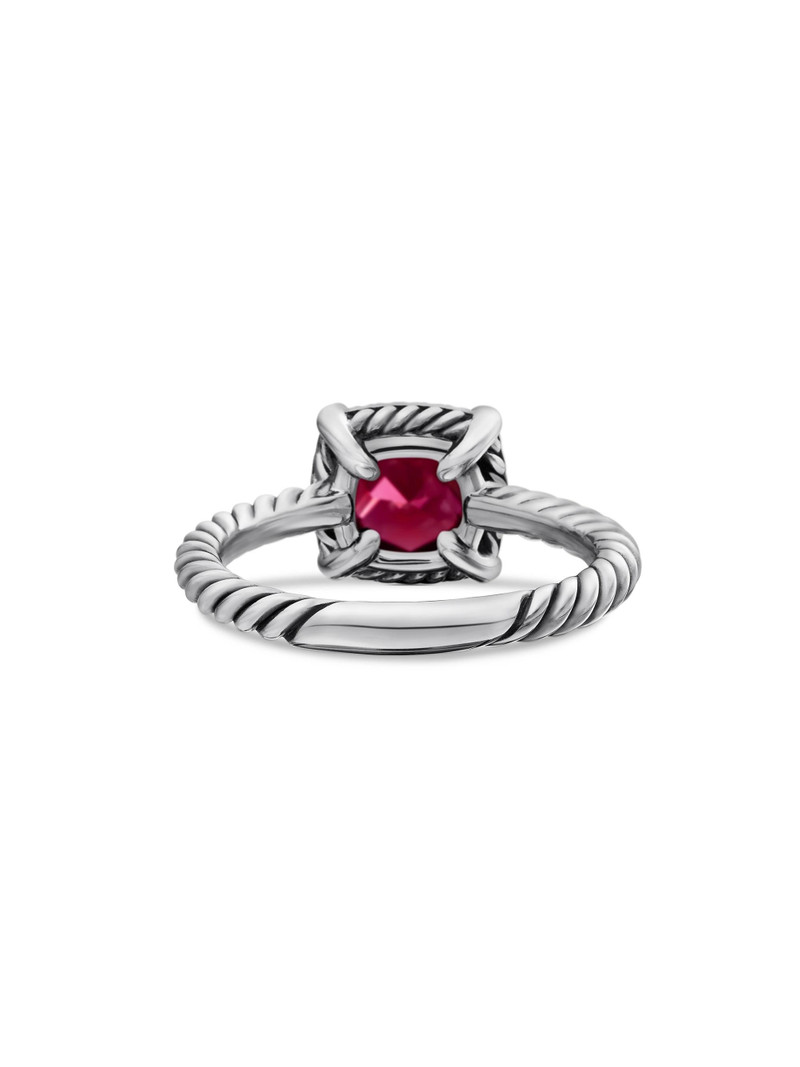 Women's Petite Chatelaine Pavé Bezel Ring with Diamonds - Garnet 7