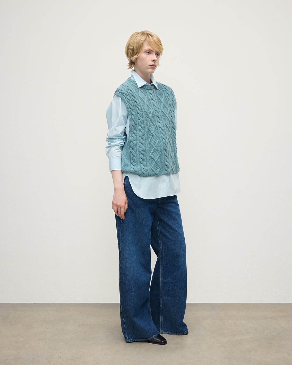 Aran Cable Green Cashmere Tank - 3