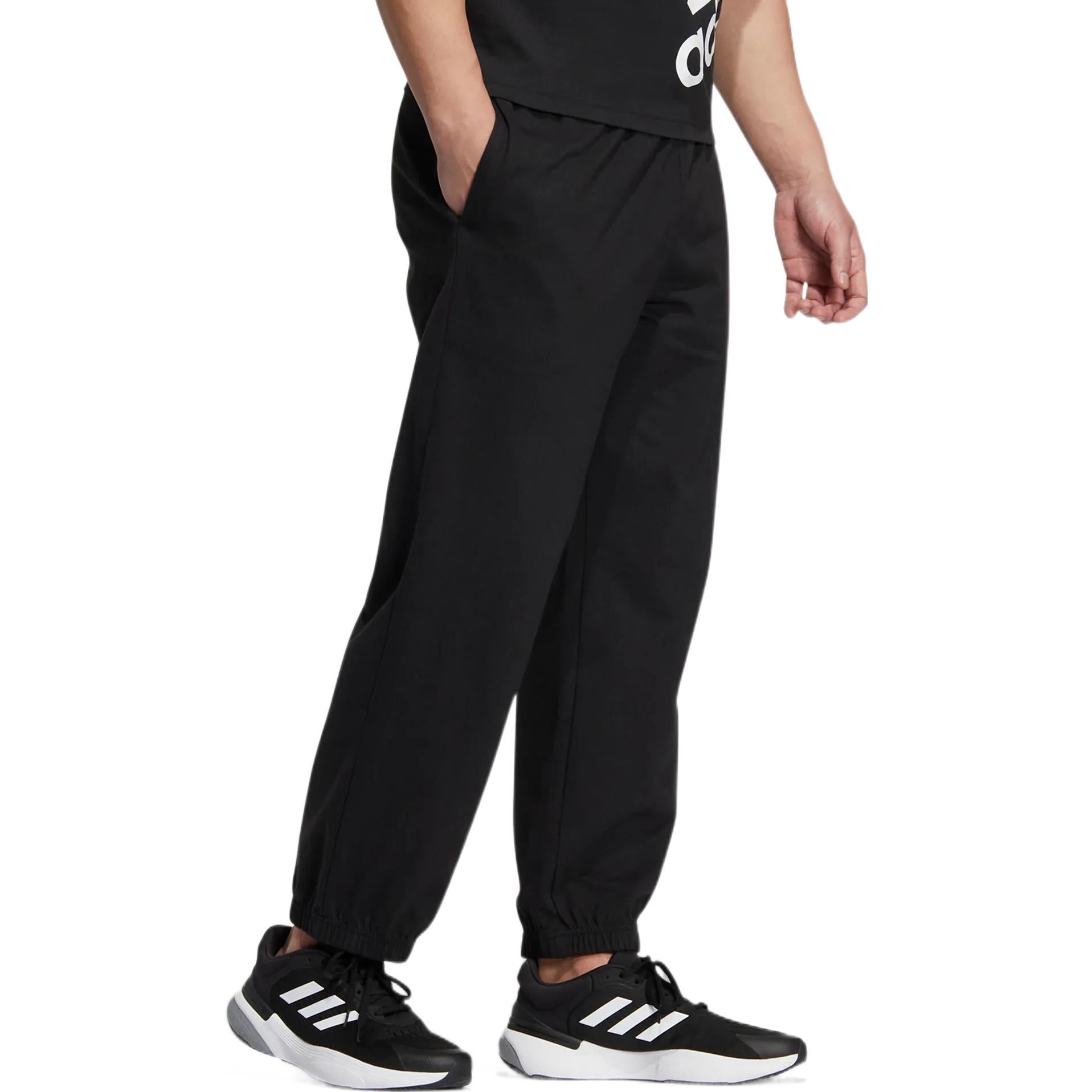 Men's adidas Jersey Pants Small Logo Solid Color Sports Pants/Trousers/Joggers Autumn Black IC7841 - 4