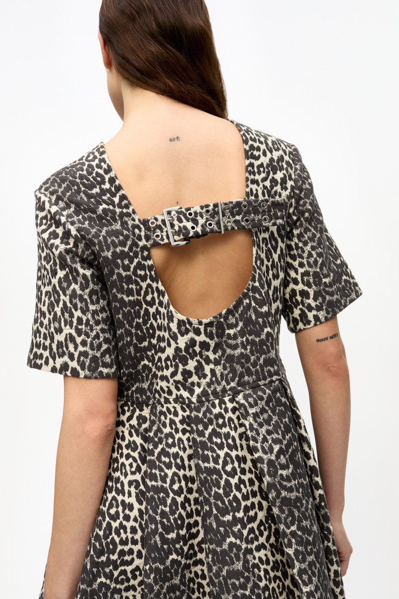 LEOPARD COTTON TWEED MINI DRESS 4
