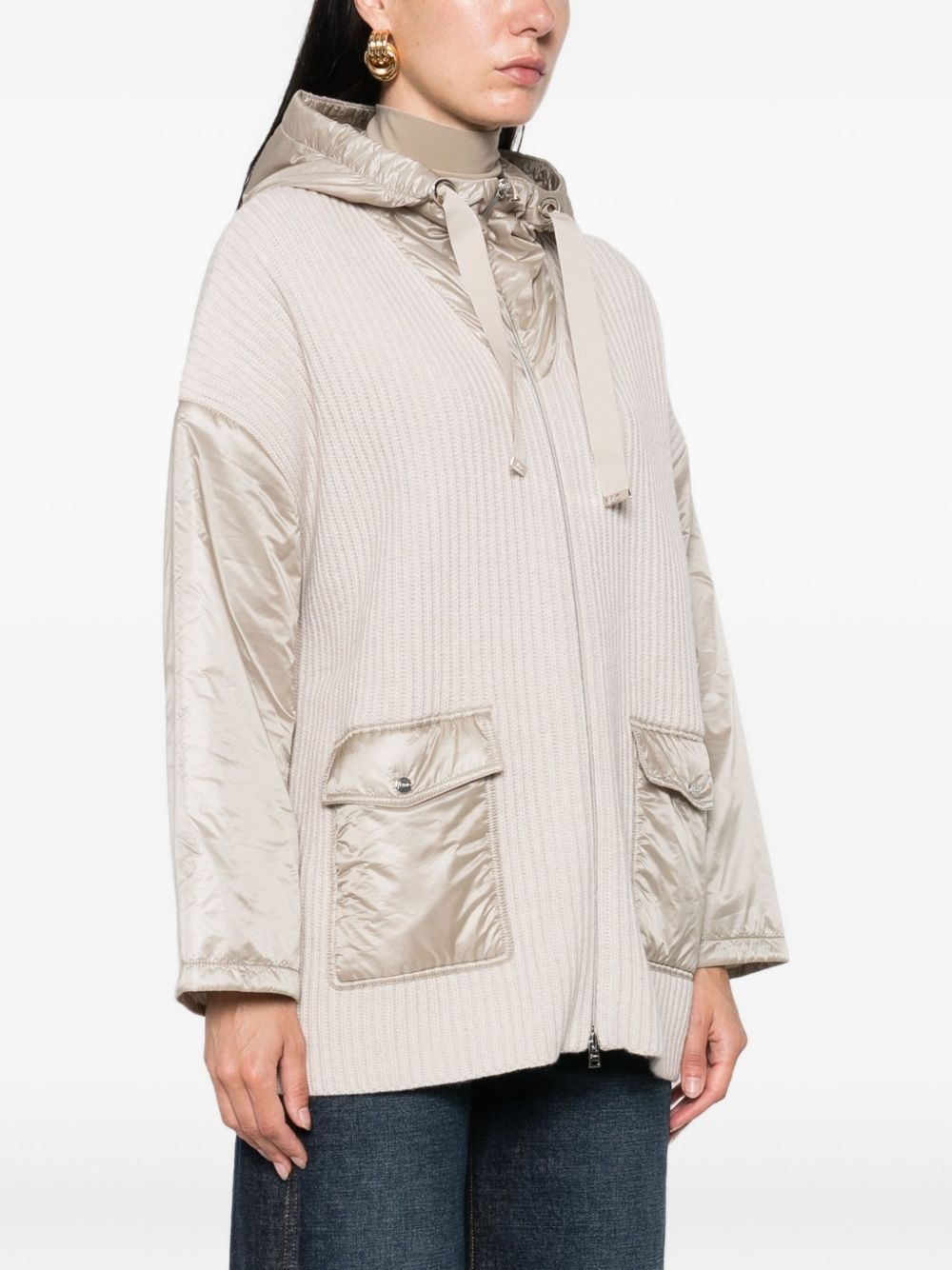 ribbed wool hooded jacket - 3