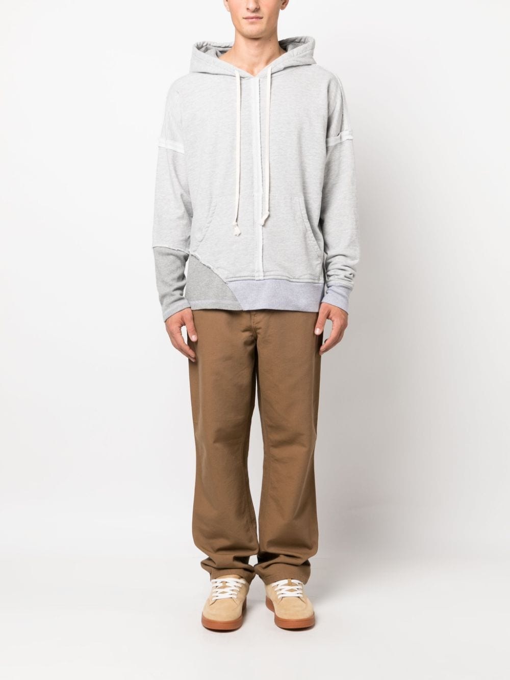 layered drawstring jersey hoodie - 2