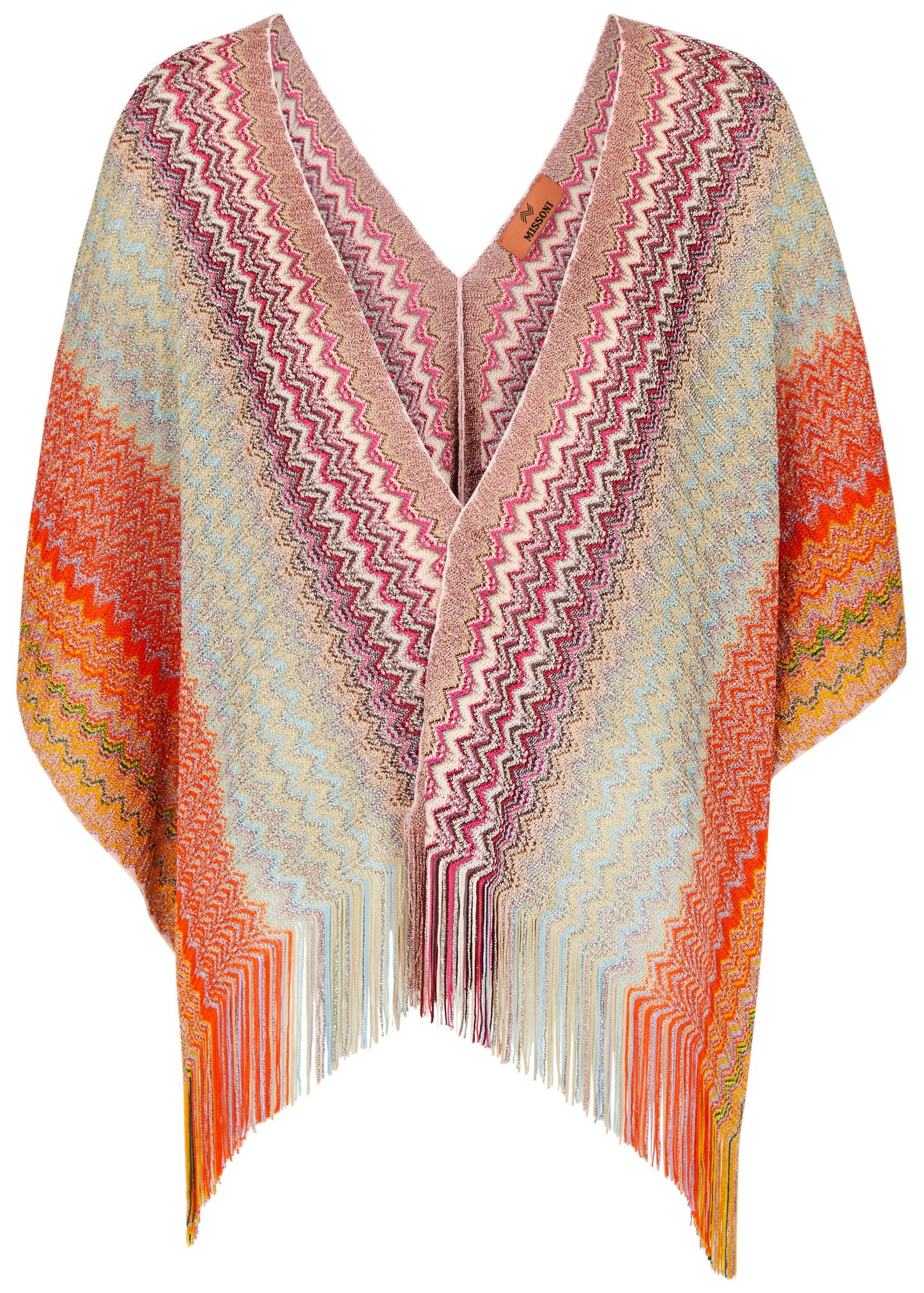 Zigzag-intarsia metallic-knit shawl - 1