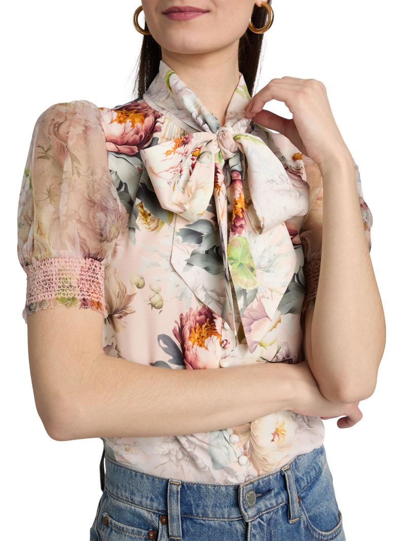 Women's Brentley Floral Tieneck Blouse - Sweet Peony 6