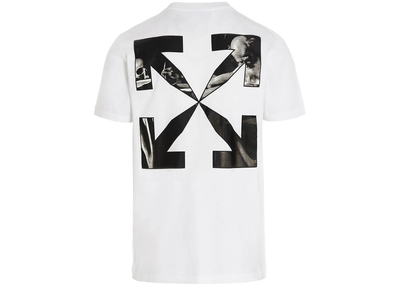 OFF-WHITE Text Logo Caravaggio Saint Jerome Writing Arrows Slim Fit T-Shirt White/Black - 2