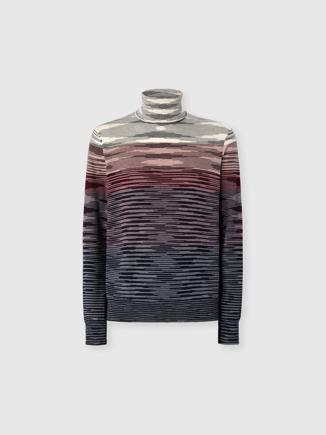 High-Neck Sweater in All-Over Flame Wool - 1