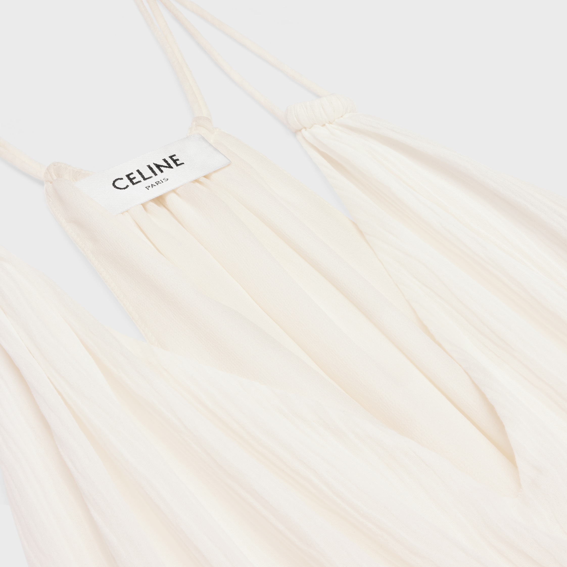 embroidered long dress in cotton silk crepon - 3