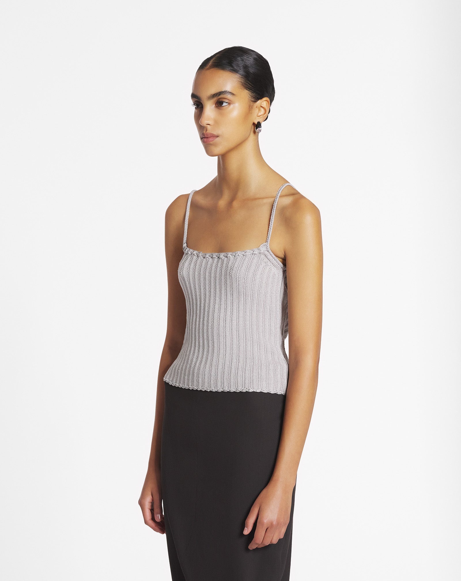 RIBBED TANK TOP IN VISCOSE - 4