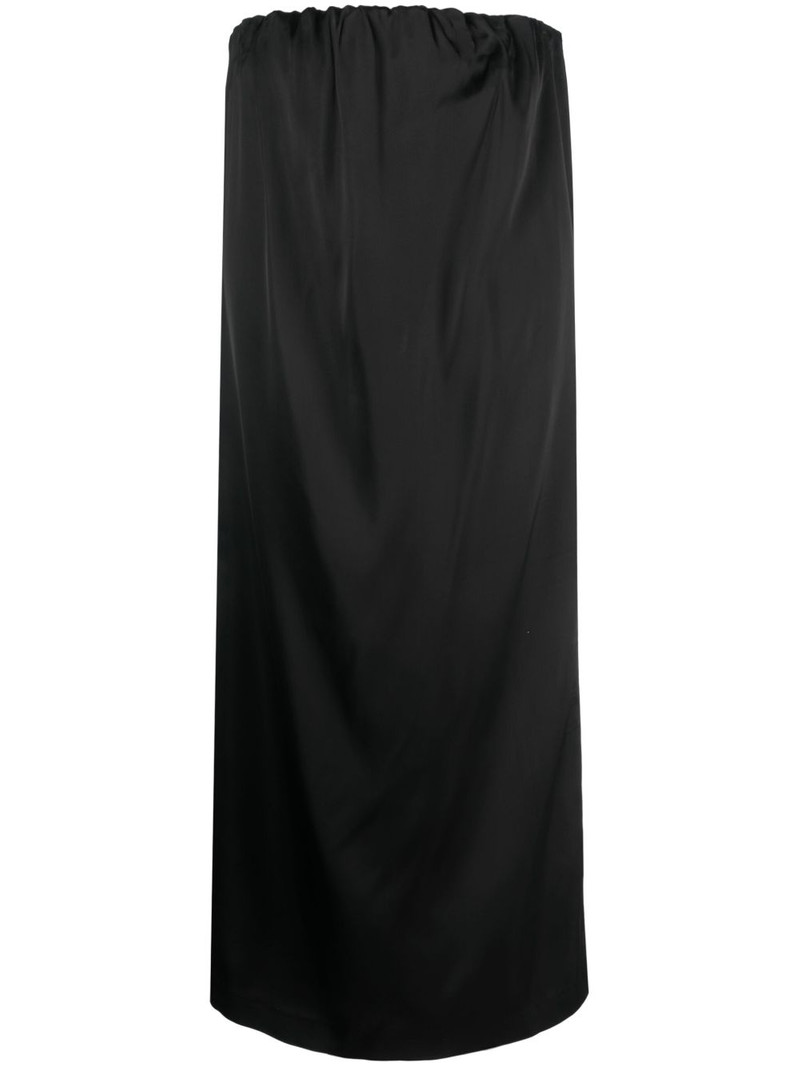 Siple strapless 새틴 미디 드레스 1