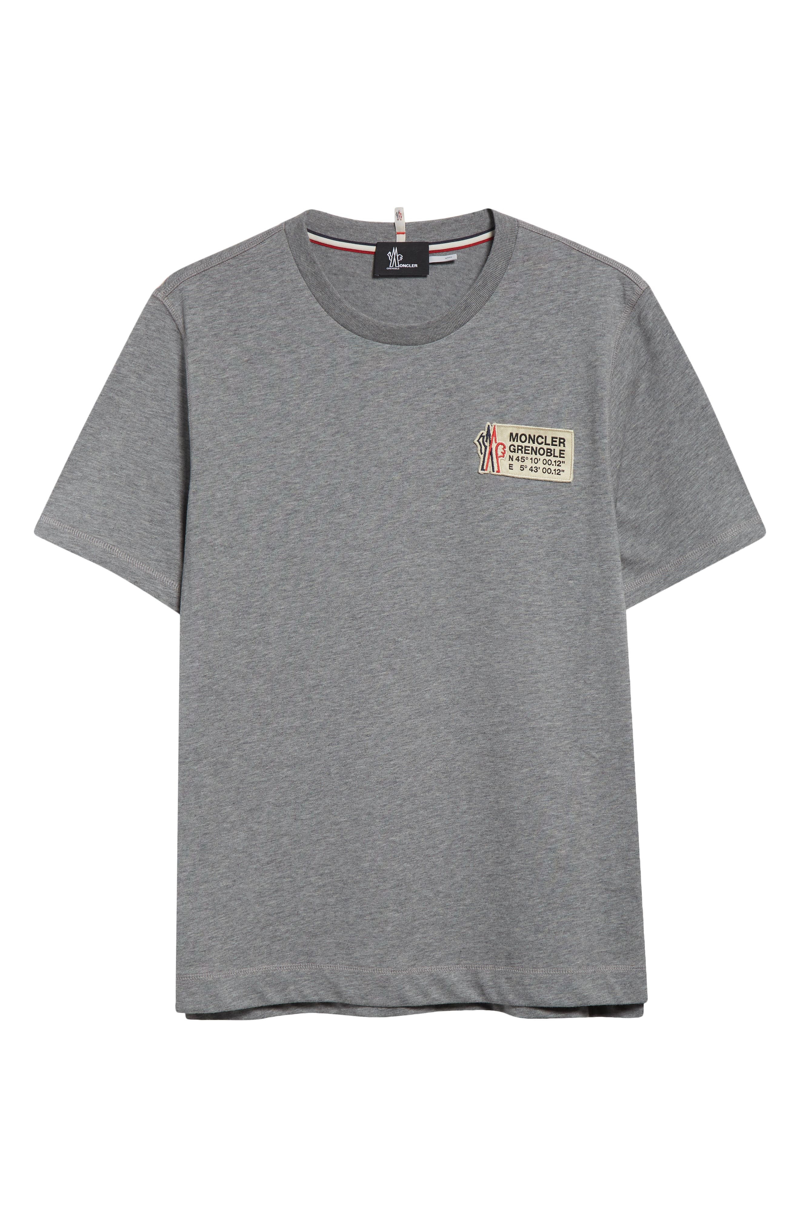Moncler Grenoble Embroidered Logo Cotton T-Shirt in Grey at Nordstrom - 6
