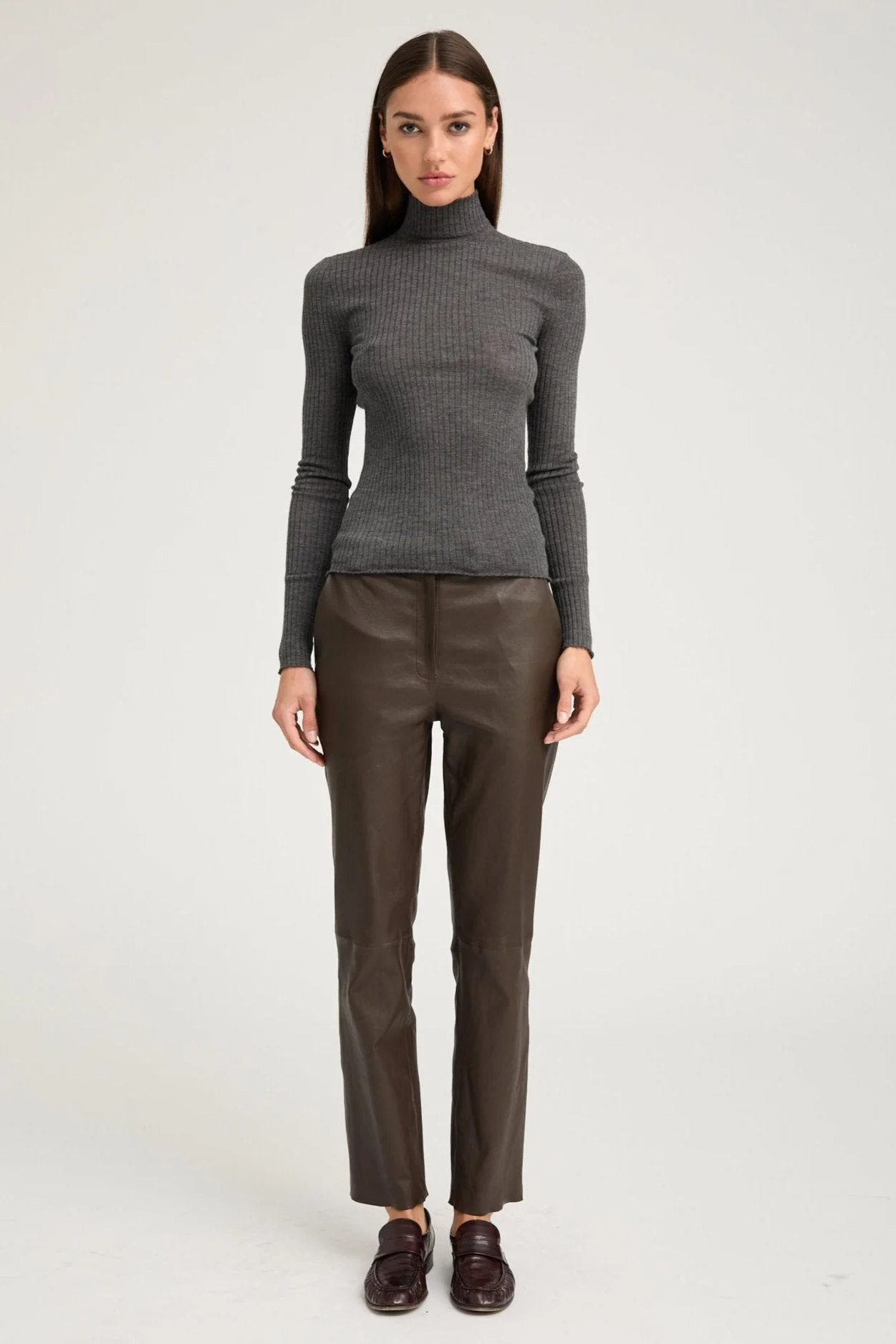 AMERICANO LEATHER SOPHIA CIGARETTE TROUSERS - 1