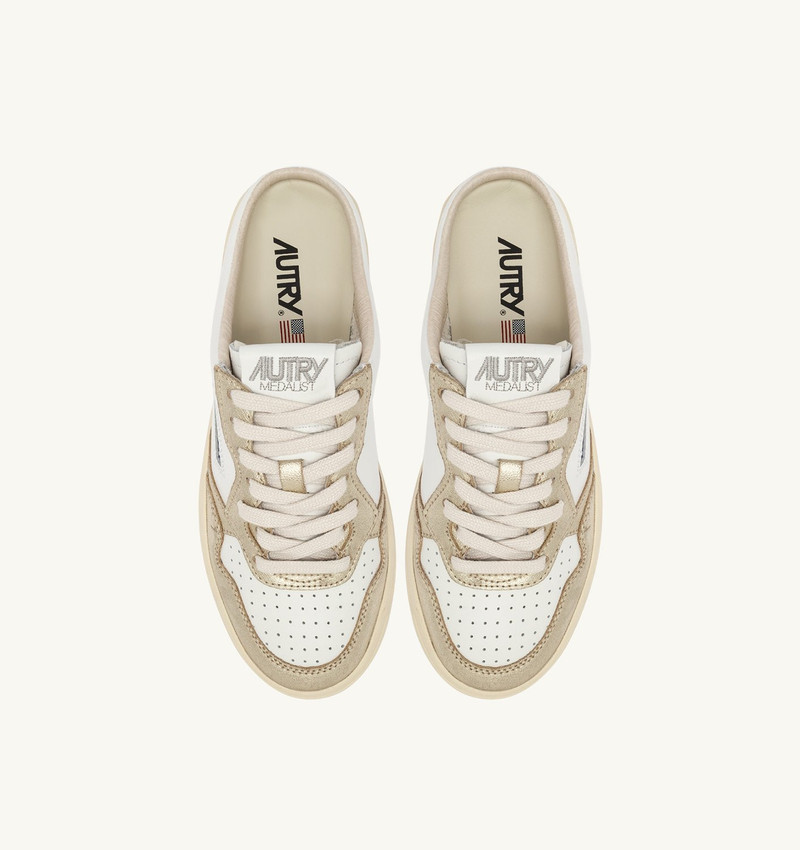 MEDALIST MULE SNEAKERS IN WHITE AND PLATINUM LEATHER 5