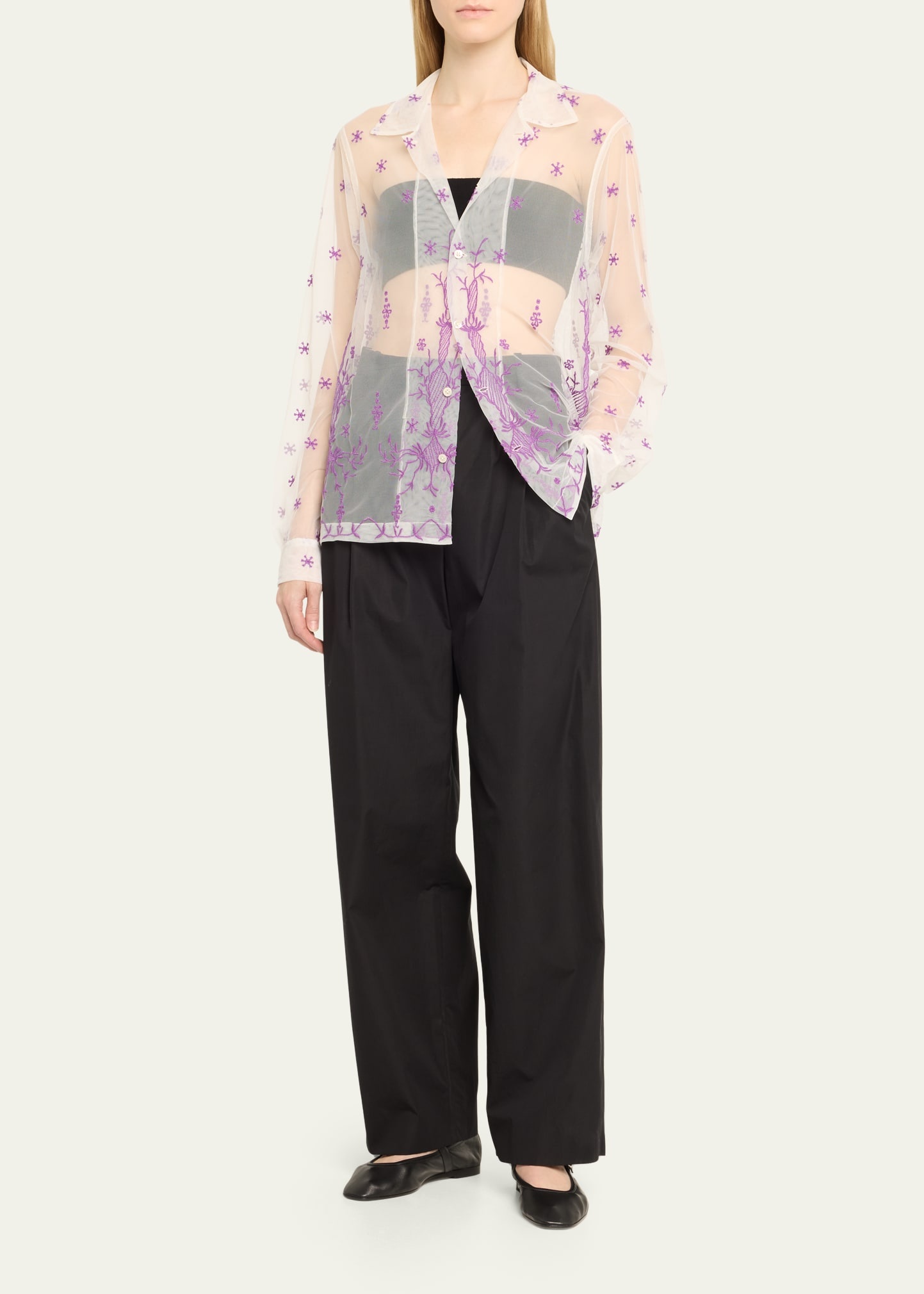 Sheer Lavandula Floral Shirt - 2