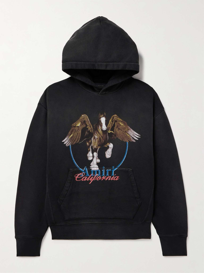 Distressed Logo-Print Cotton-Jersey Hoodie - 1