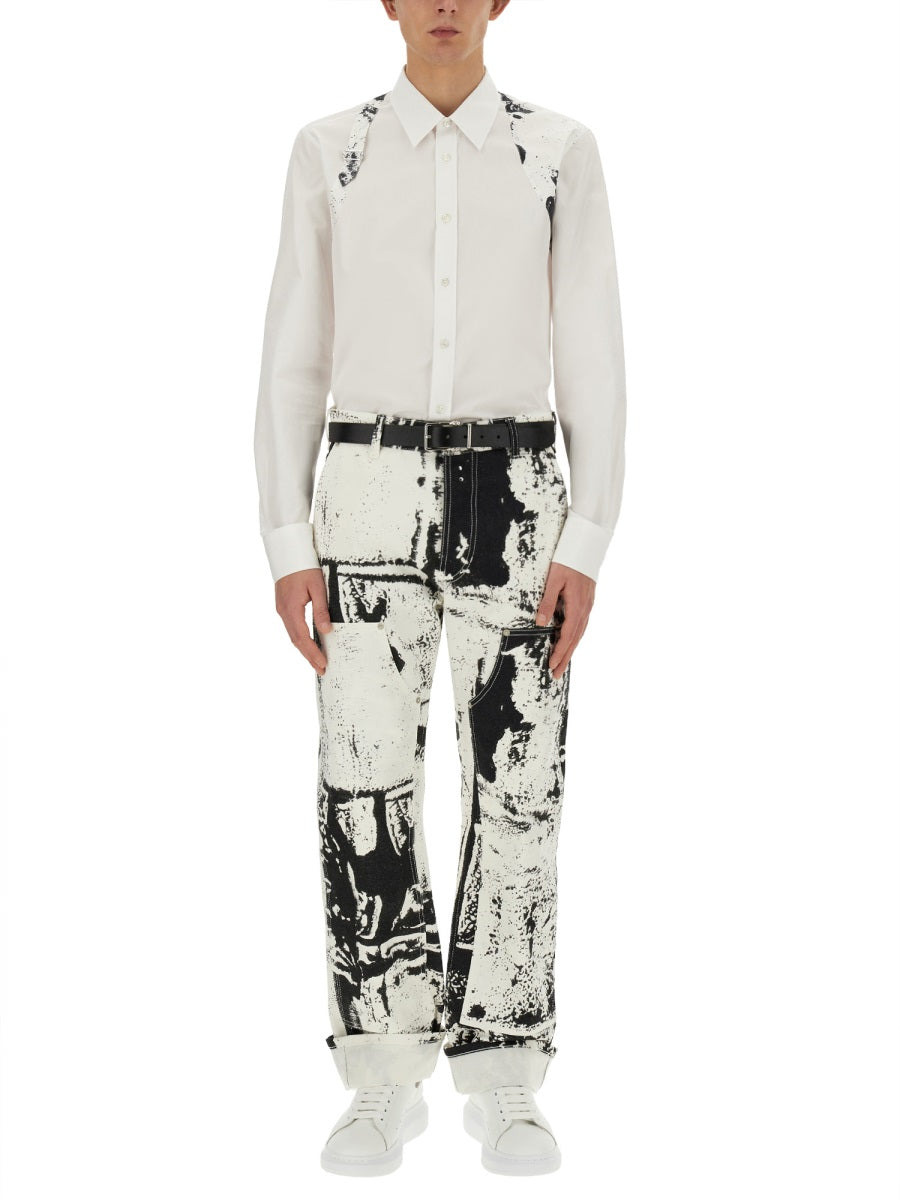 Alexander Mcqueen Men Workwear Jeans With Fold Print - 2