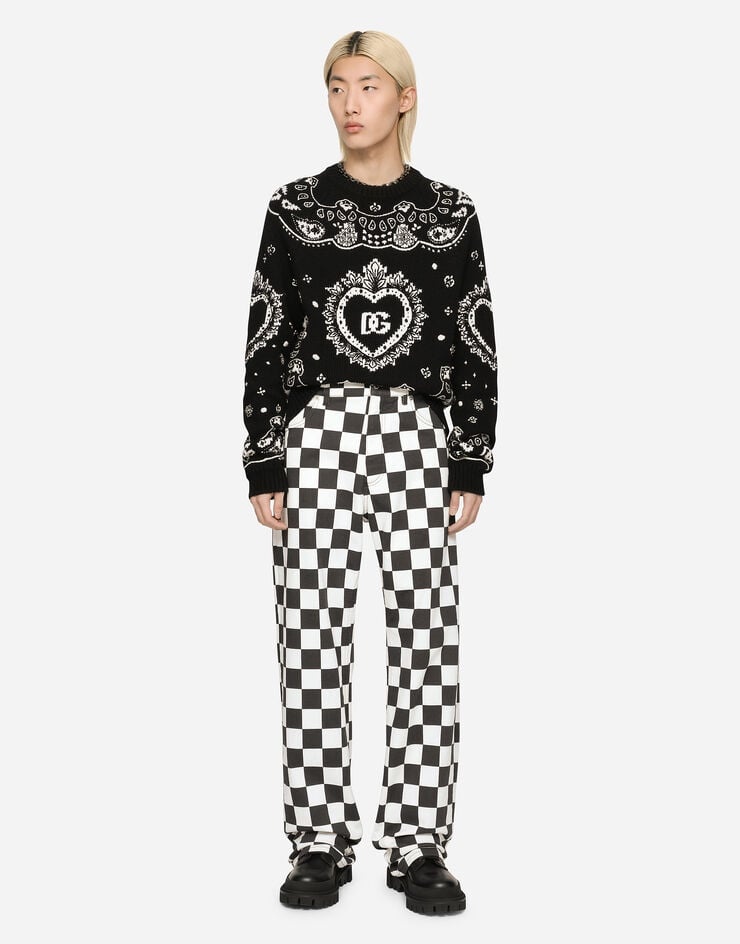 Skinny stretch jeans with damier print - 2