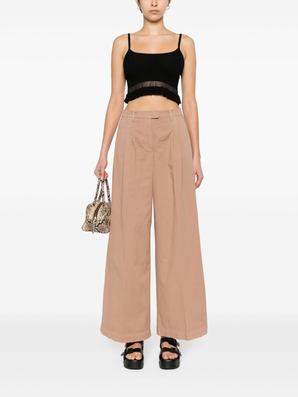 wide-leg cotton trousers - 2
