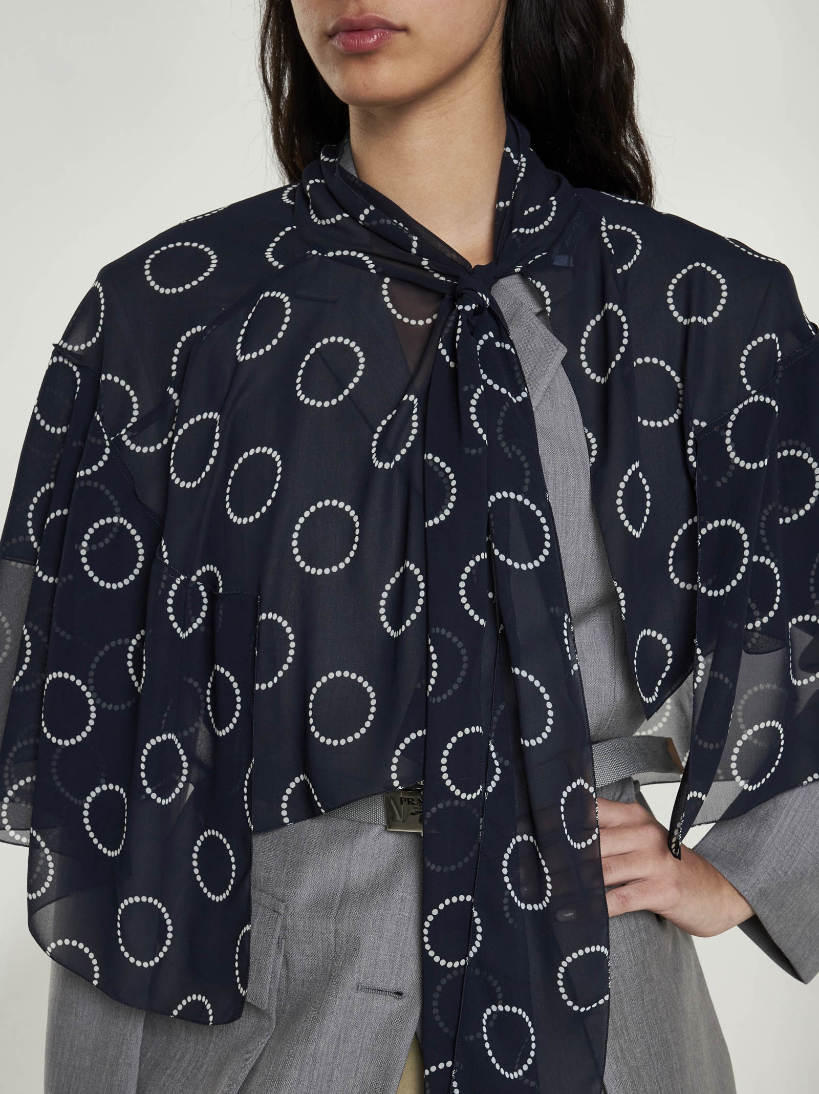 Polka dot print georgette cape - 5