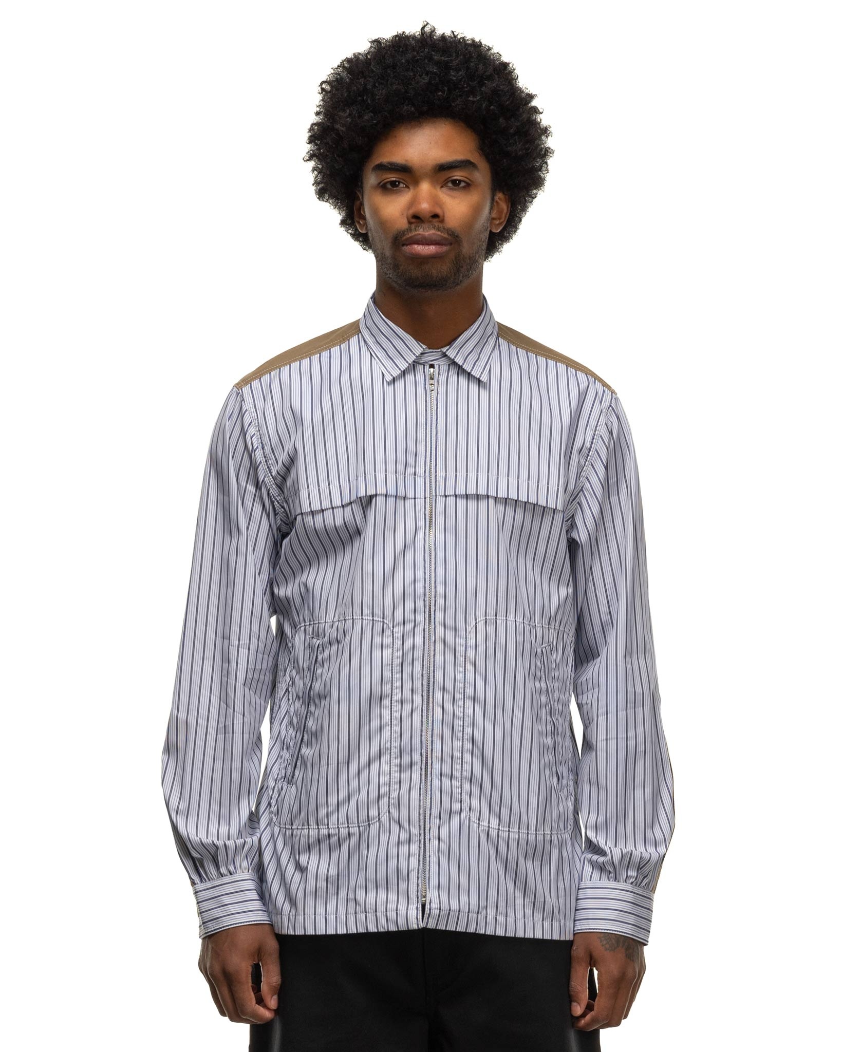 Men's Cotton Stripe Shirt White/Navy - 4