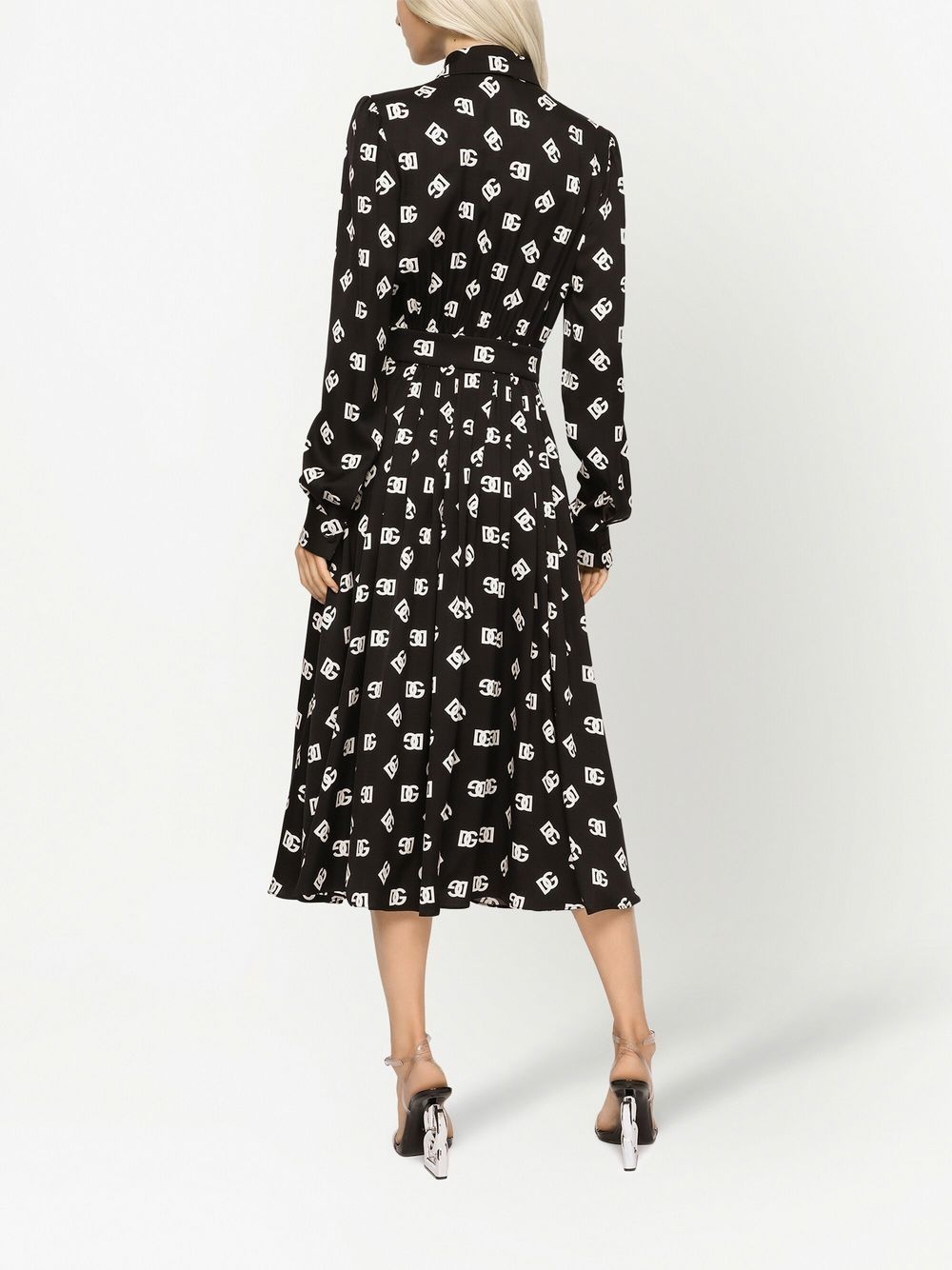 DG logo-print silk dress - 4