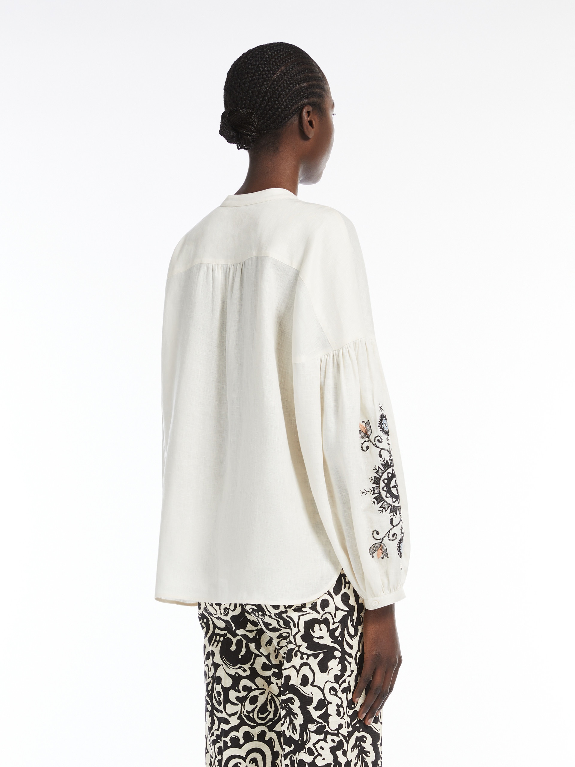 ILEX Linen mandarin collar shirt - 4