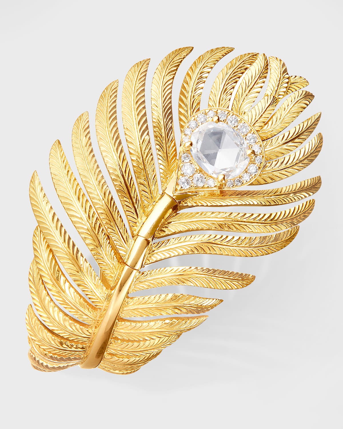 Plume de Paon 18K Yellow Gold Large Diamond Ring - 3