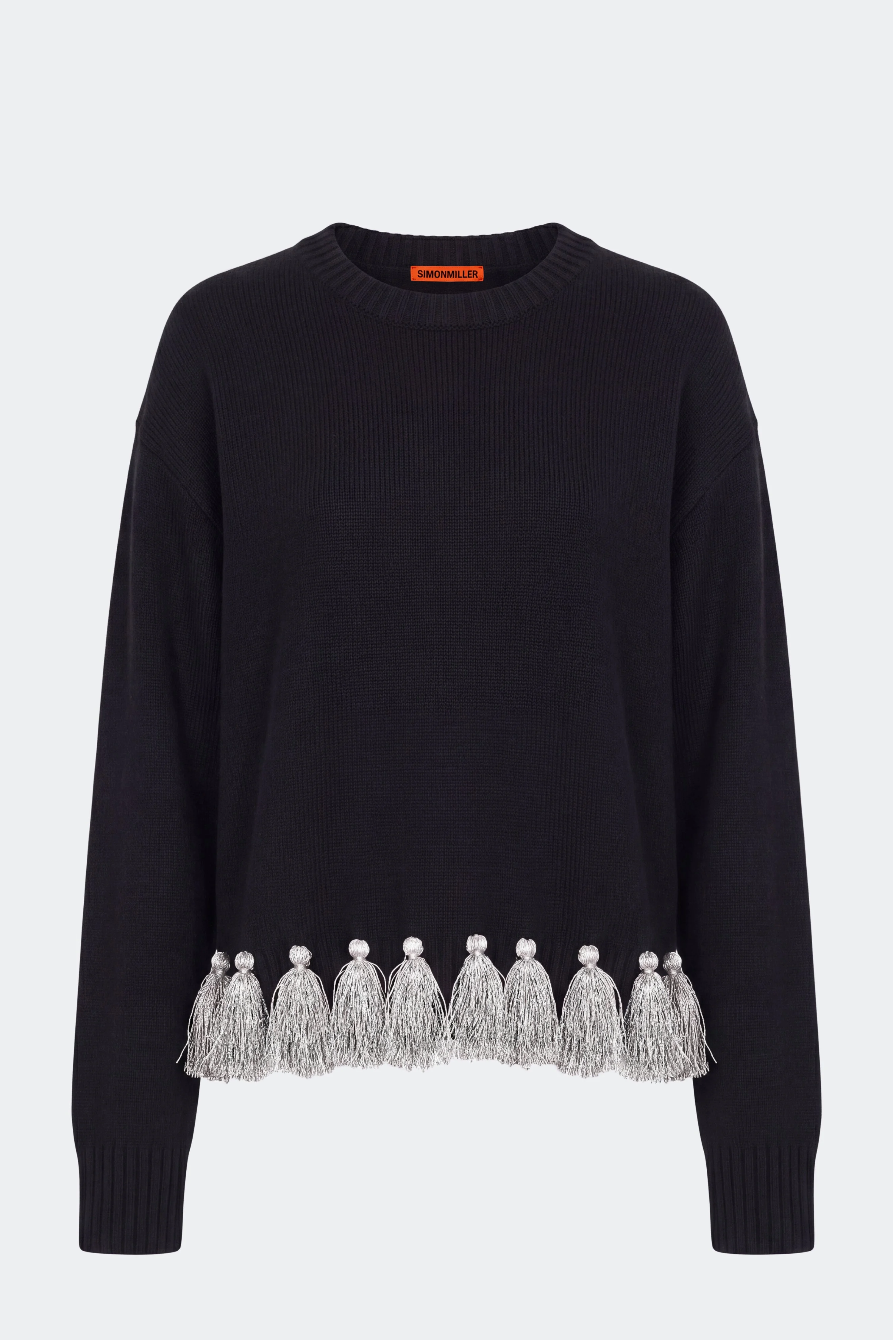 Roni Metallic Tassel Sweater In Black/Satellite Silver - 1