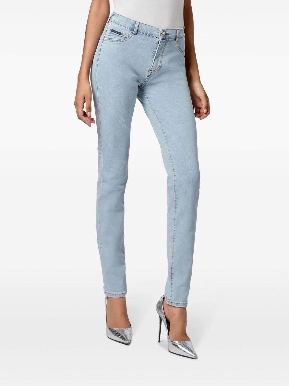 logo-plaque skinny-cut jeans - 3