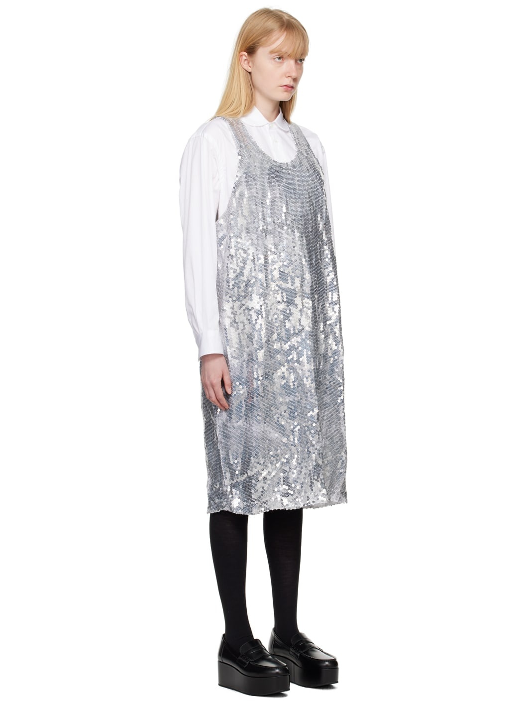Silver Sequin Midi Dress - 2
