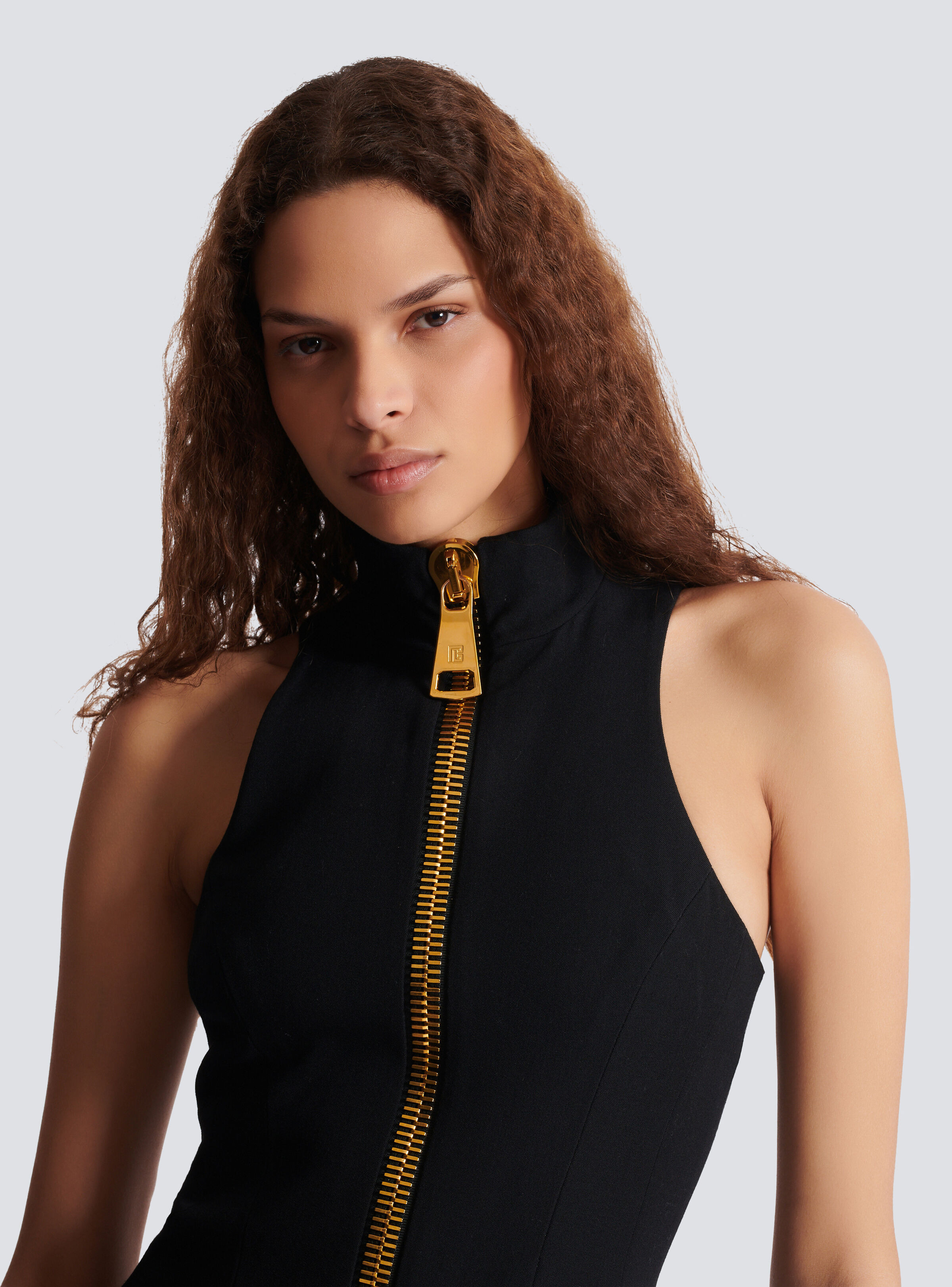 Short halterneck dress in grain de poudre wool - 7