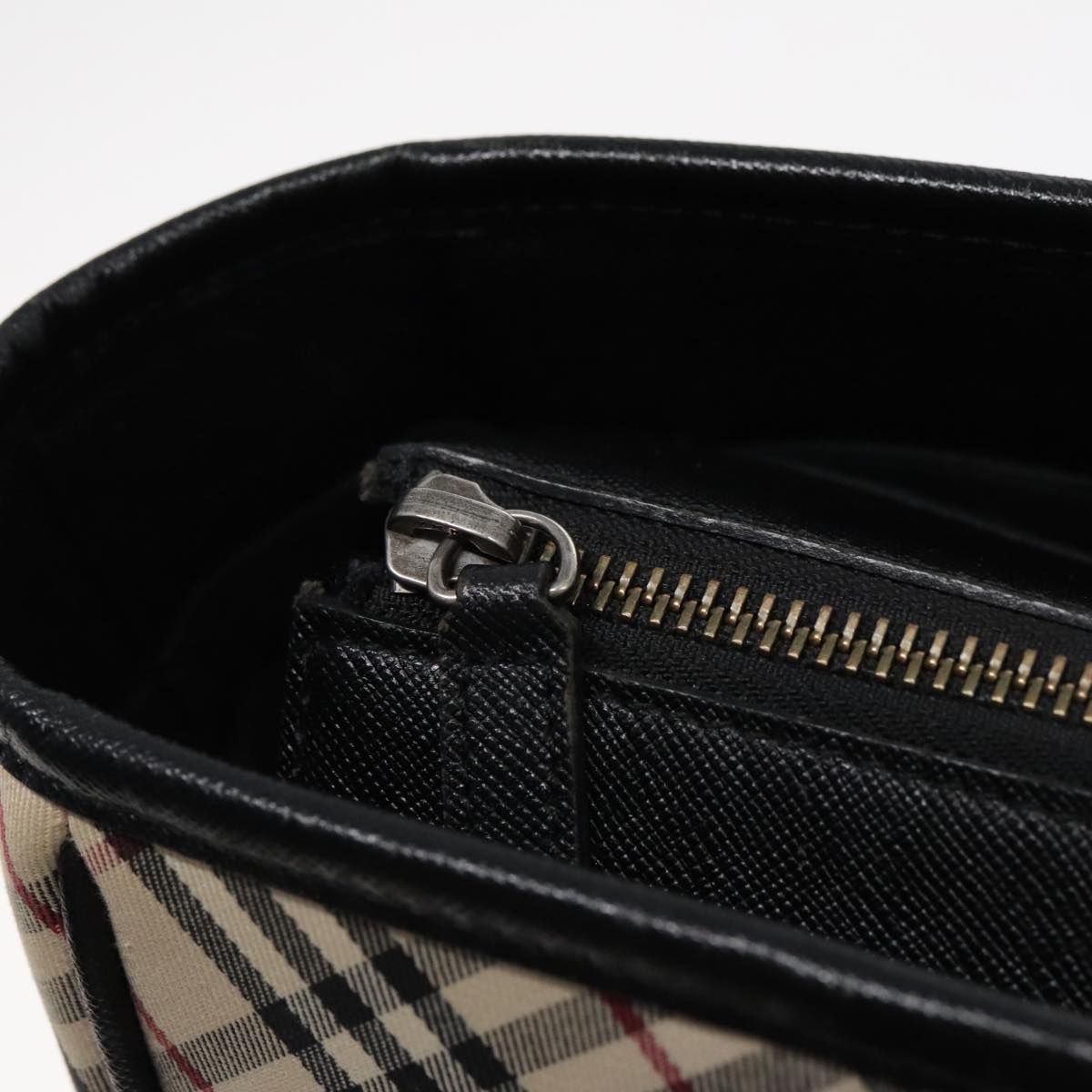 Burberry Nova Check Hand Bag Canvas Beige Black - 10