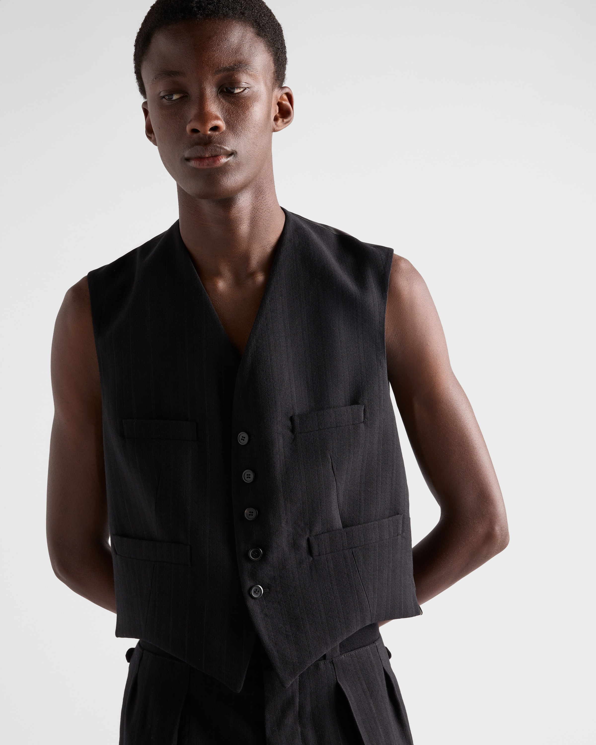 Single-breasted wool blend vest - 4