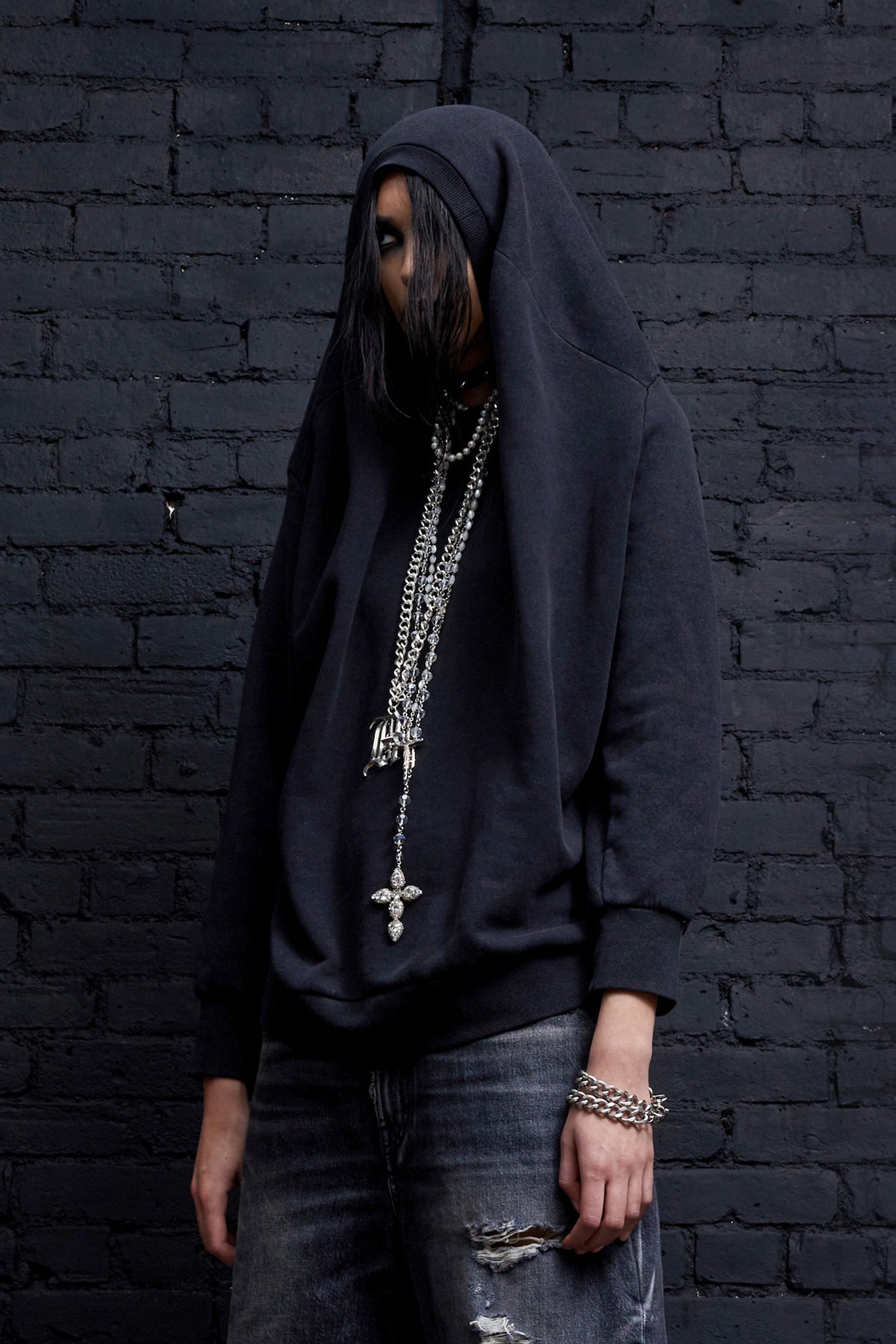 CONVERTIBLE CREWNECK - ACID BLACK - 2
