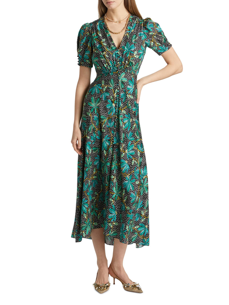 Women's Lea Floral Silk Midi-Dress - Pelta Polka 3