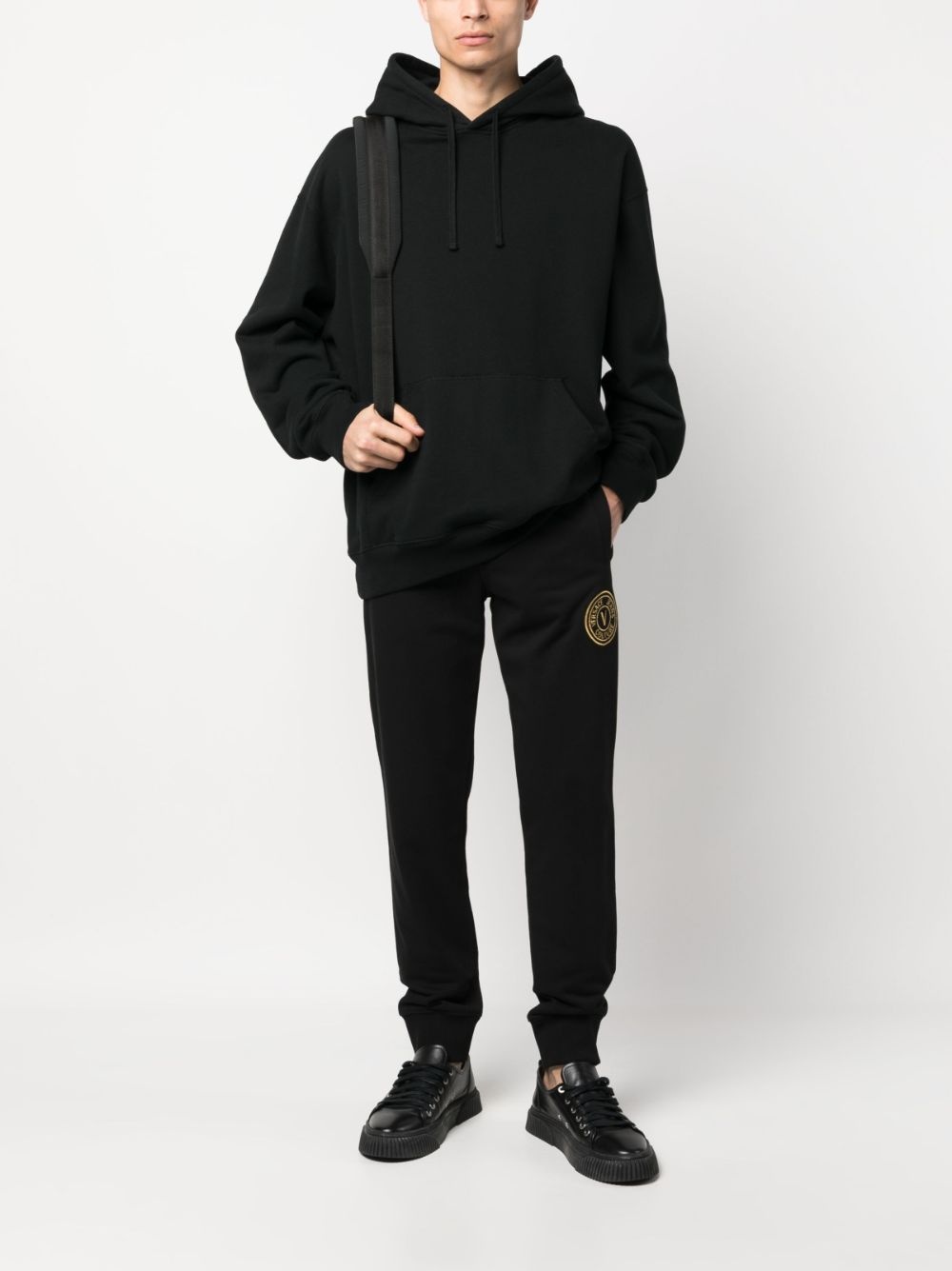 logo-embroidered cotton track trousers - 2