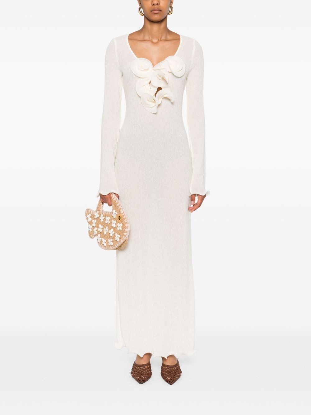 floral-appliqué maxi dress - 2